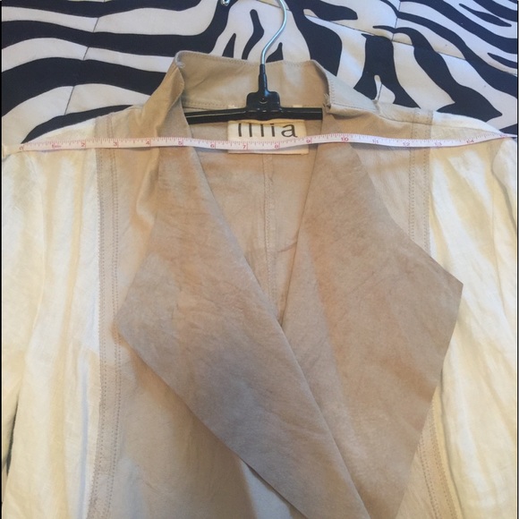 Illia Off White Leather/Linen Asymmetrical Hem Jkt - Picture 6 of 6